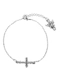 Srebrna bransoletka z krzyżem i aniołkiem